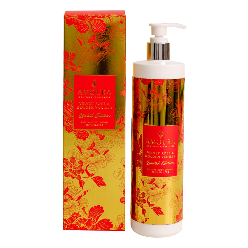 AMOURA BODY LOTION - VELVET ROSE & GOLDEN VANILLA 490ML
